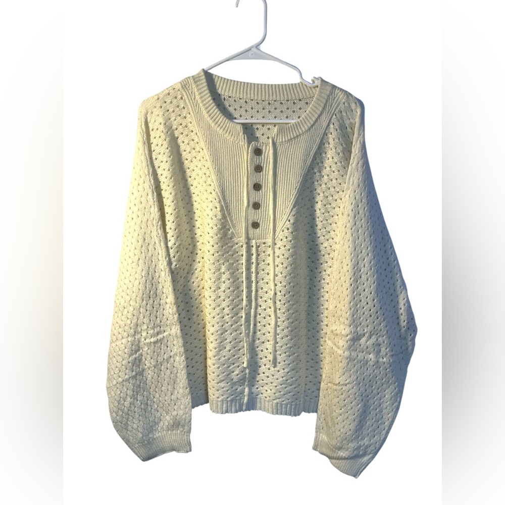 NWT, Soft Button-Front Knit Women's Crewneck Sweater